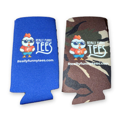 Really Funny Tees koozies in Blue and Camo